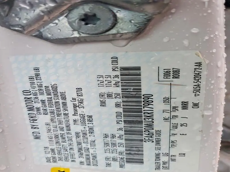 2019 FORD FUSION SEL  