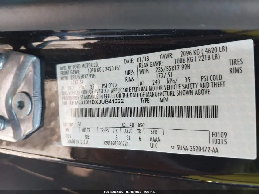 2018 FORD ESCAPE SEL