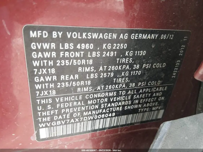 2013 VOLKSWAGEN TIGUAN SE
