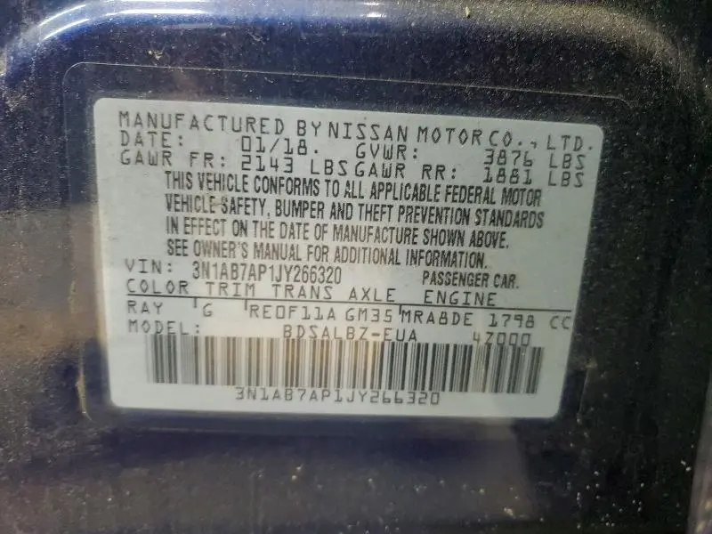 2018 NISSAN SENTRA S  