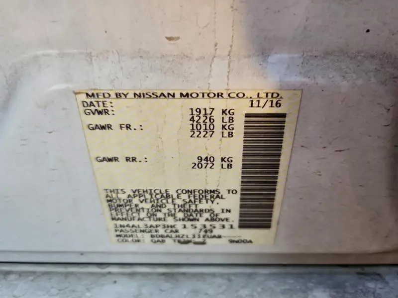 2017 NISSAN ALTIMA 2.5  