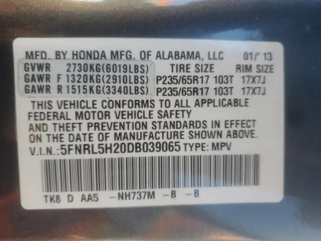 2013 HONDA ODYSSEY LX  