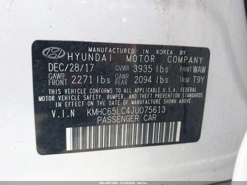 2018 HYUNDAI IONIQ HYBRID BLUE