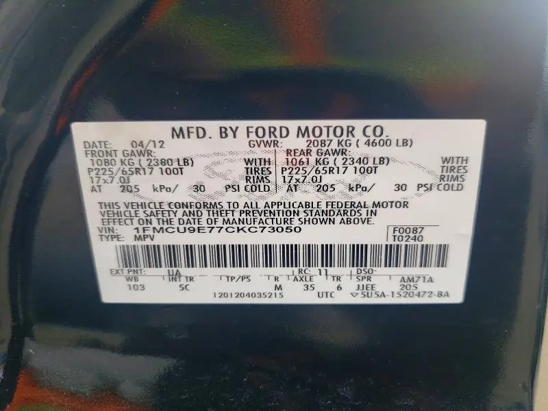 2012 FORD ESCAPE LIMITED  