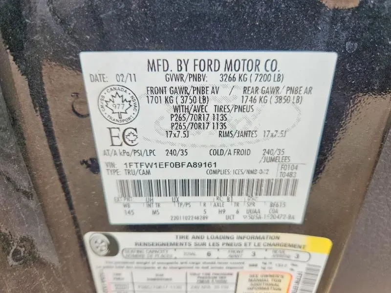 2011 FORD F150 SUPERCREW  