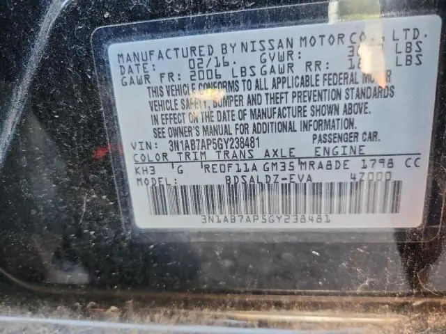 2016 NISSAN SENTRA S  