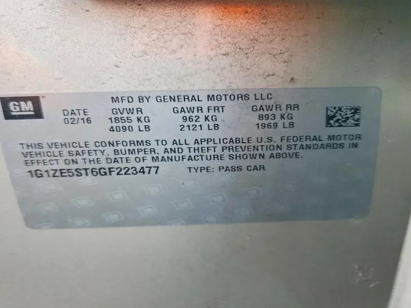 2016 CHEVROLET MALIBU LT  