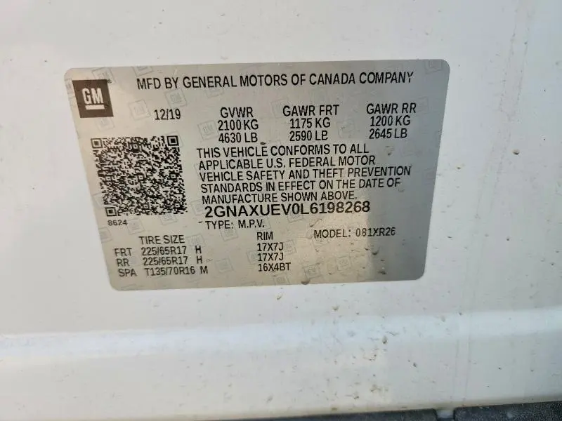 2020 CHEVROLET EQUINOX LT  