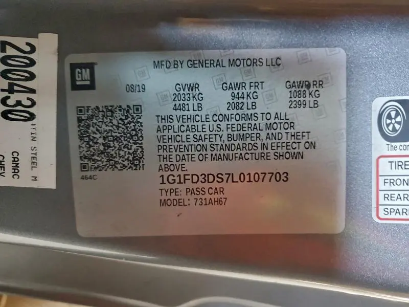 2020 CHEVROLET CAMARO LT  