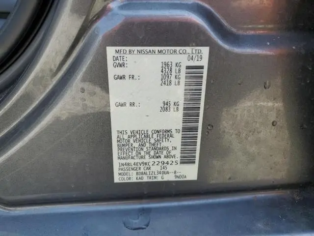 2019 NISSAN ALTIMA SL  