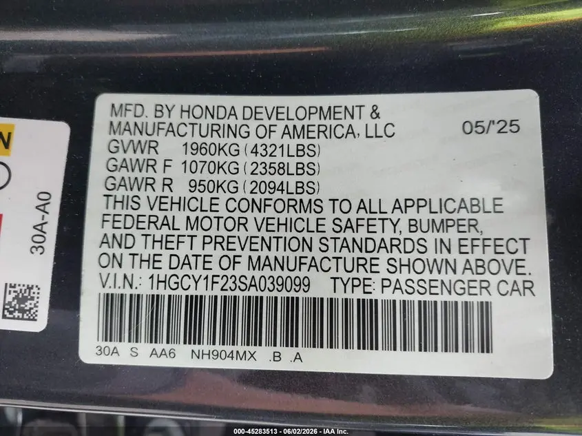 2025 HONDA ACCORD LX