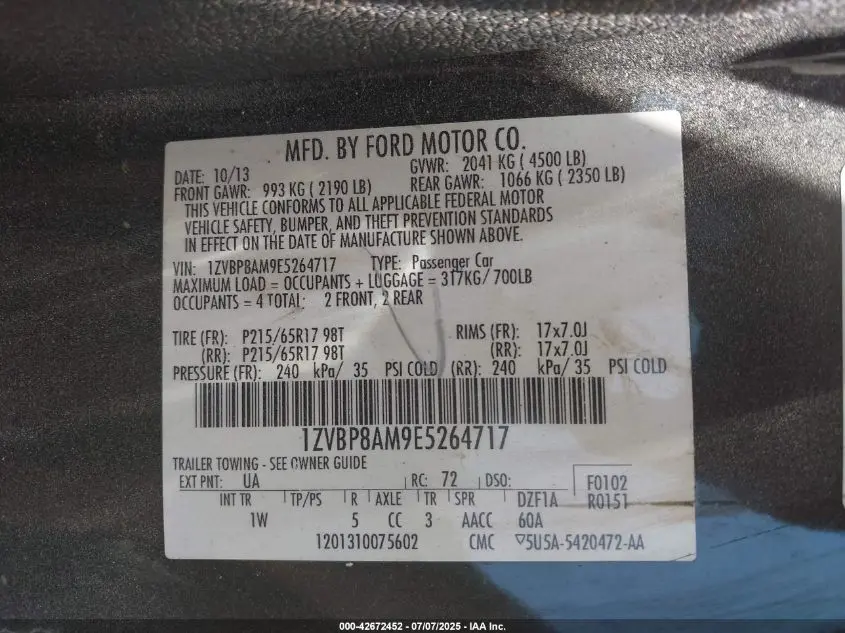2014 FORD MUSTANG V6