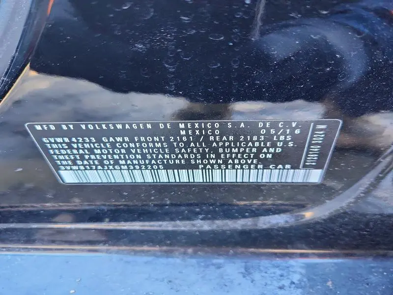 2016 VOLKSWAGEN JETTA SPORT  