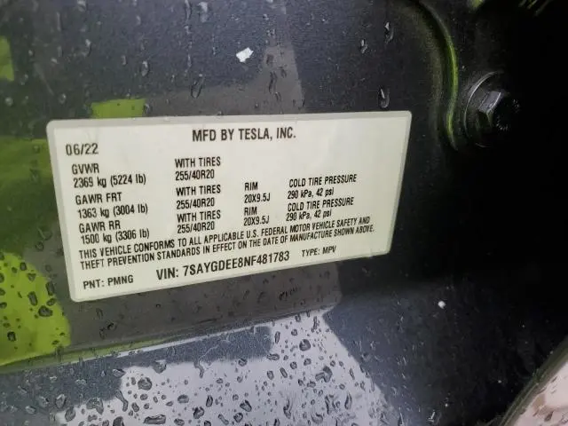 2022 TESLA MODEL Y   