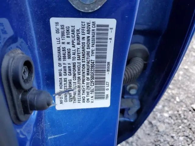 2016 HONDA CIVIC LX  