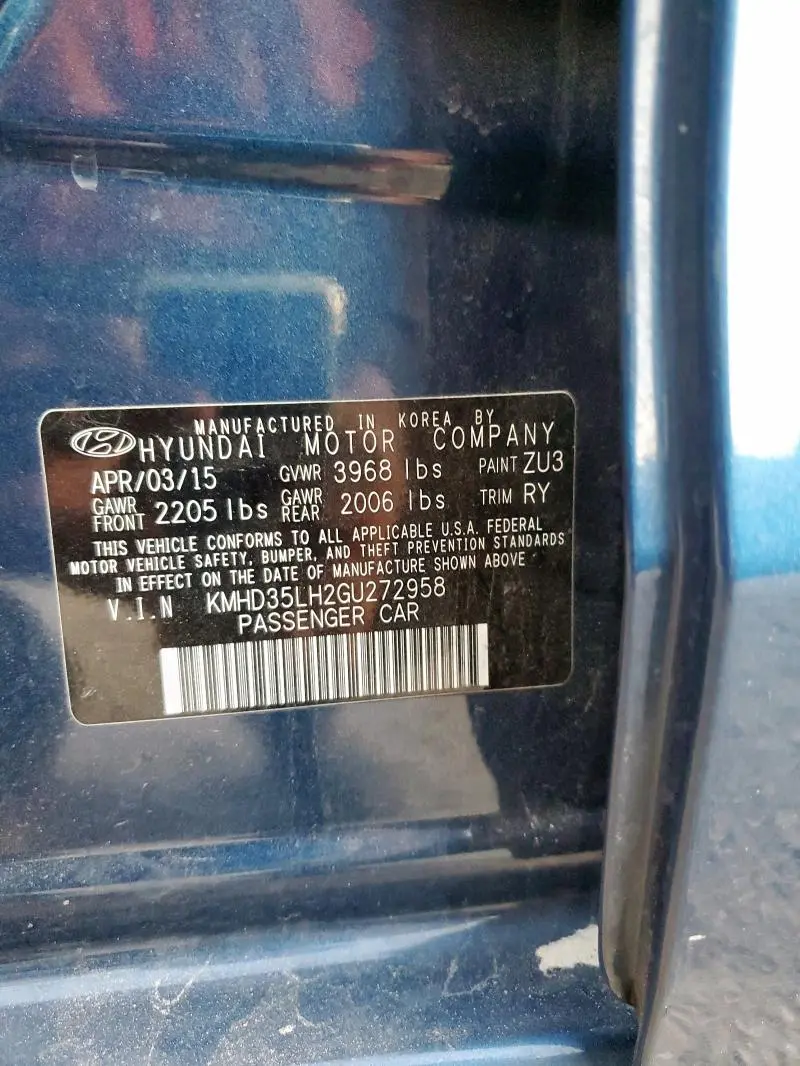 2016 HYUNDAI ELANTRA GT   