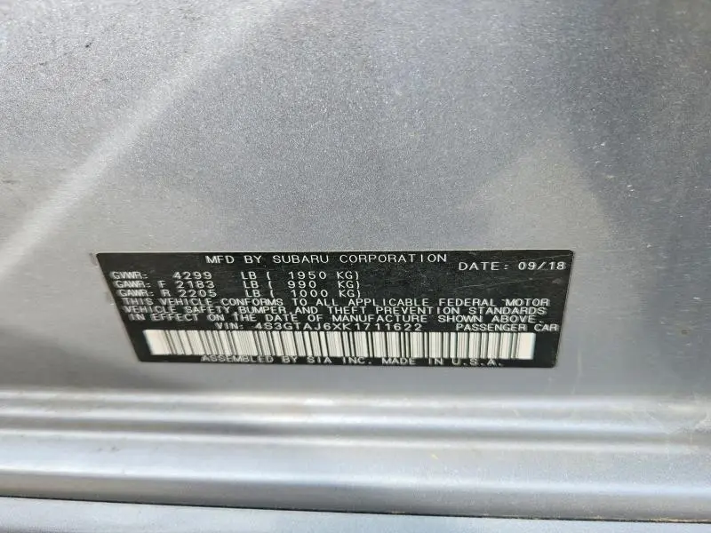 2019 SUBARU IMPREZA SPORT  