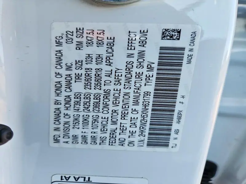 2022 HONDA CR-V EX  