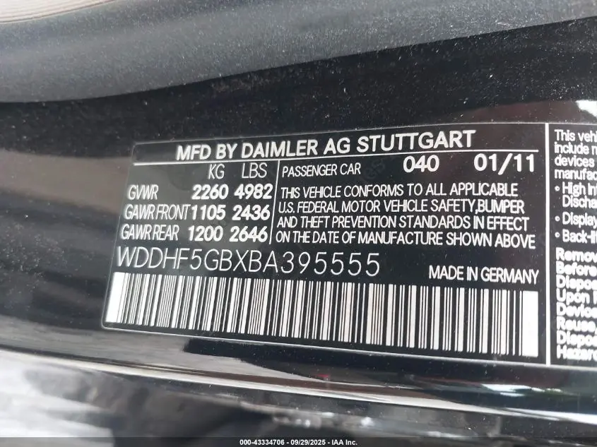 2011 MERCEDES-BENZ E 350  