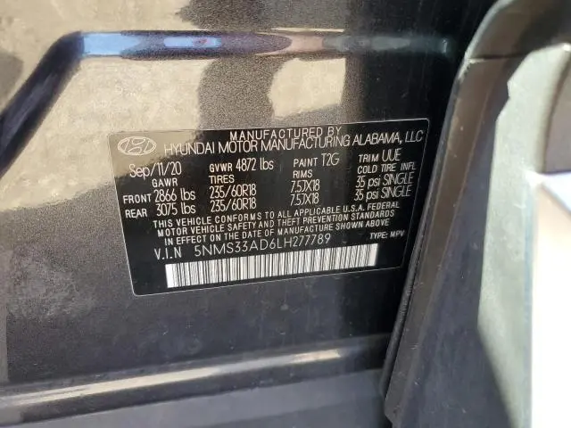 2020 HYUNDAI SANTA FE SEL  