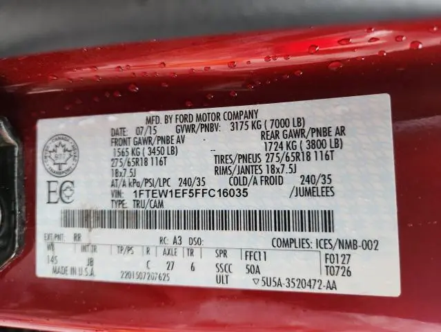 2015 FORD F150 SUPERCREW  