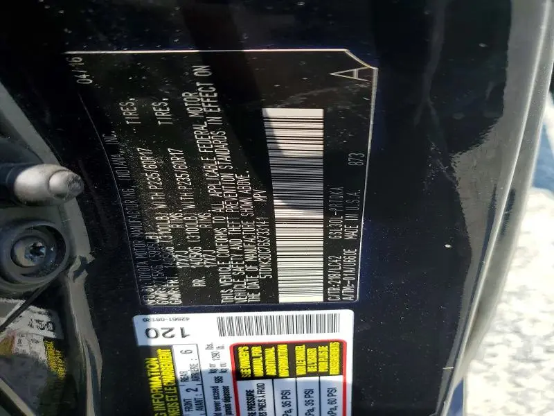 2016 TOYOTA SIENNA XLE 8-PASSENGER  