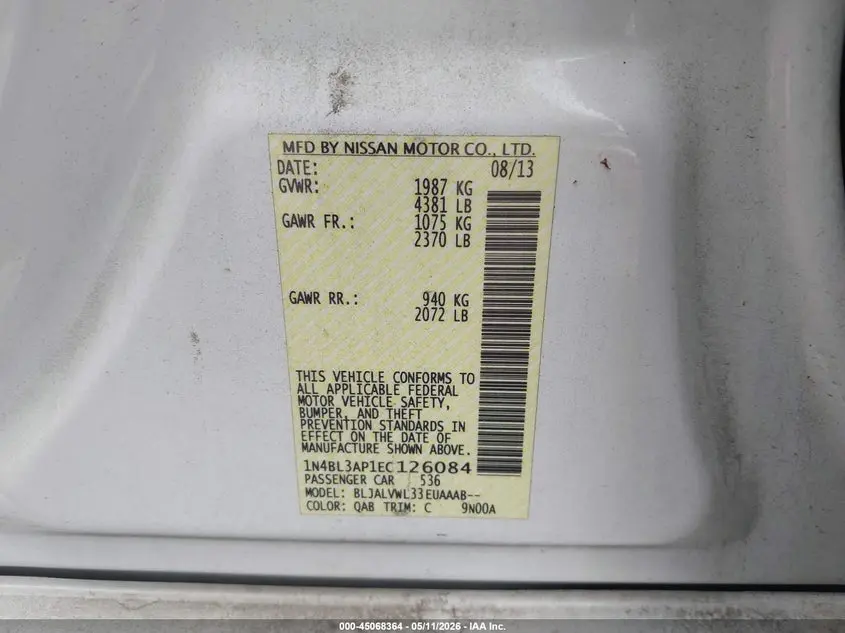 2014 NISSAN ALTIMA 3.5 SL