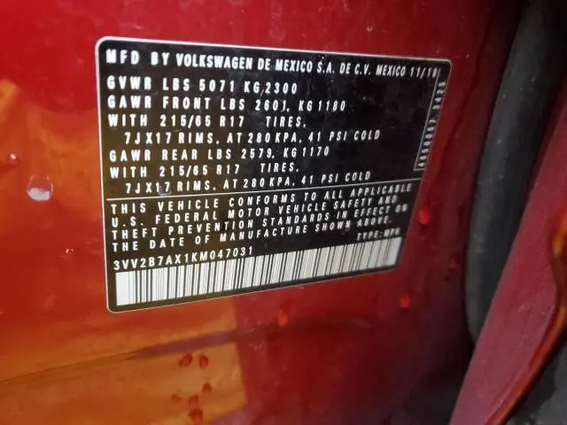 2019 VOLKSWAGEN TIGUAN SE  