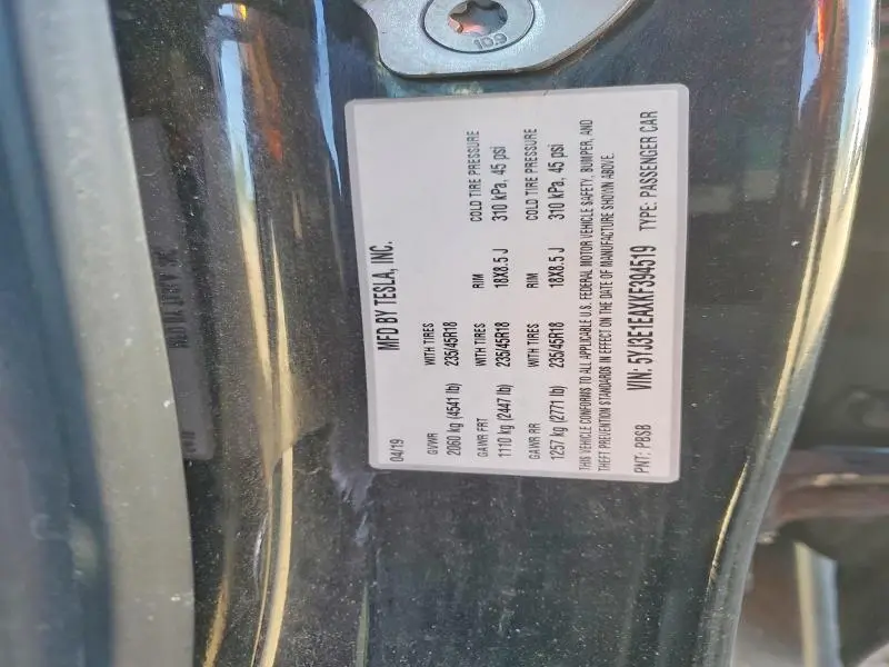 2019 TESLA MODEL 3   