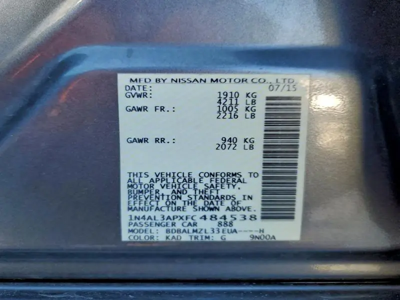 2015 NISSAN ALTIMA 2.5  