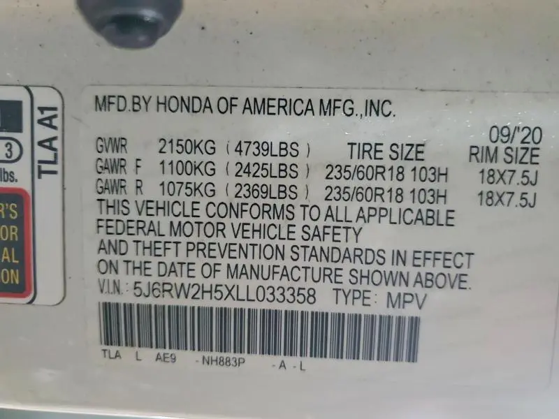 2020 HONDA CR-V EX  