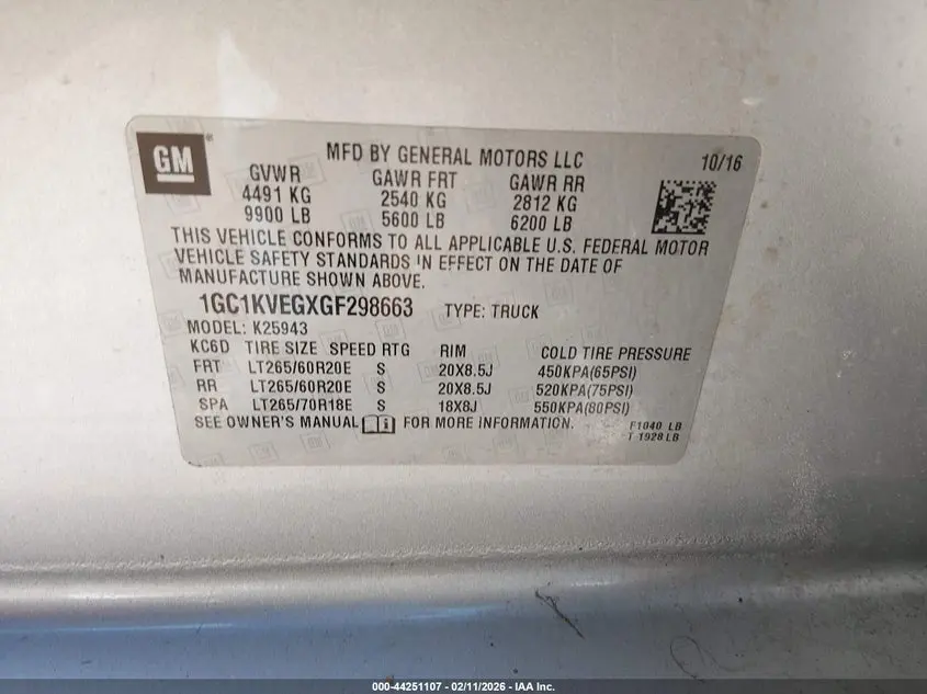 2016 CHEVROLET SILVERADO 2500HD LT