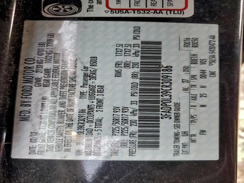 2012 FORD FUSION HYBRID  