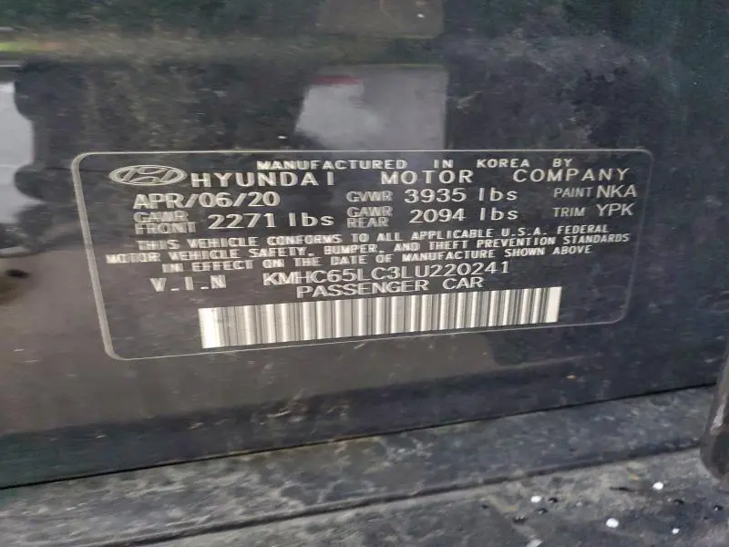 2020 HYUNDAI IONIQ BLUE  