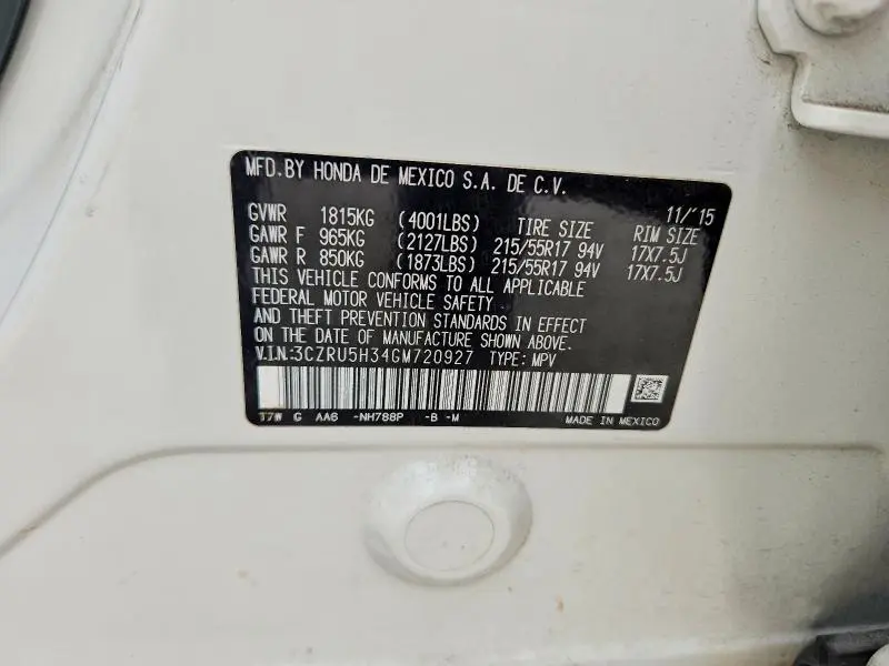2016 HONDA HR-V LX  