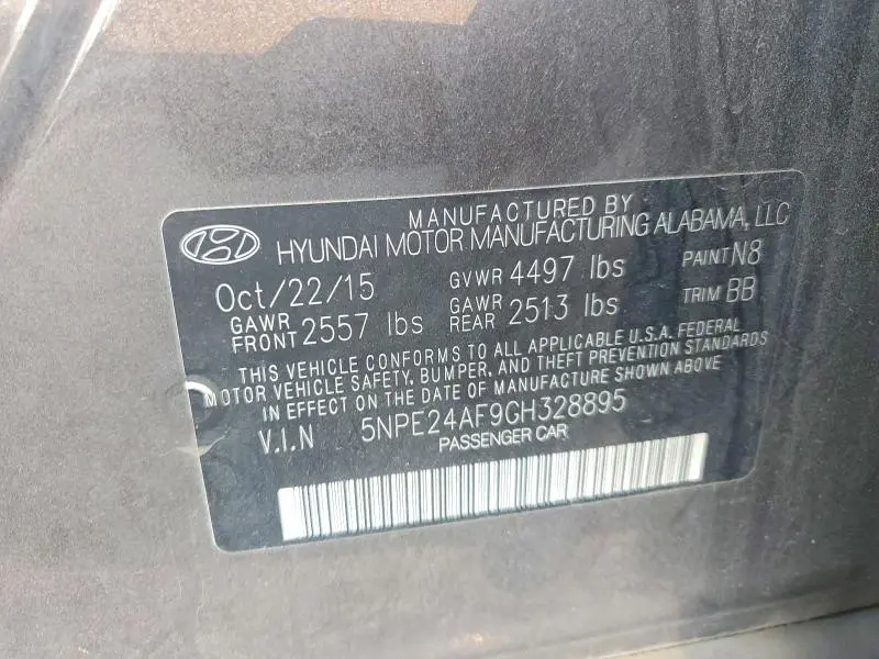 2016 HYUNDAI SONATA SE  