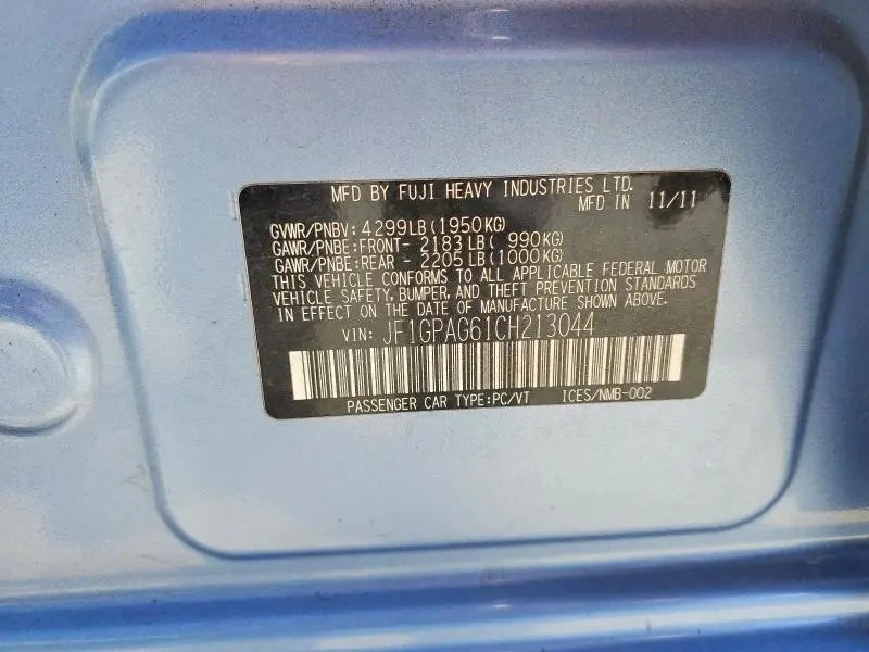 2012 SUBARU IMPREZA LIMITED  
