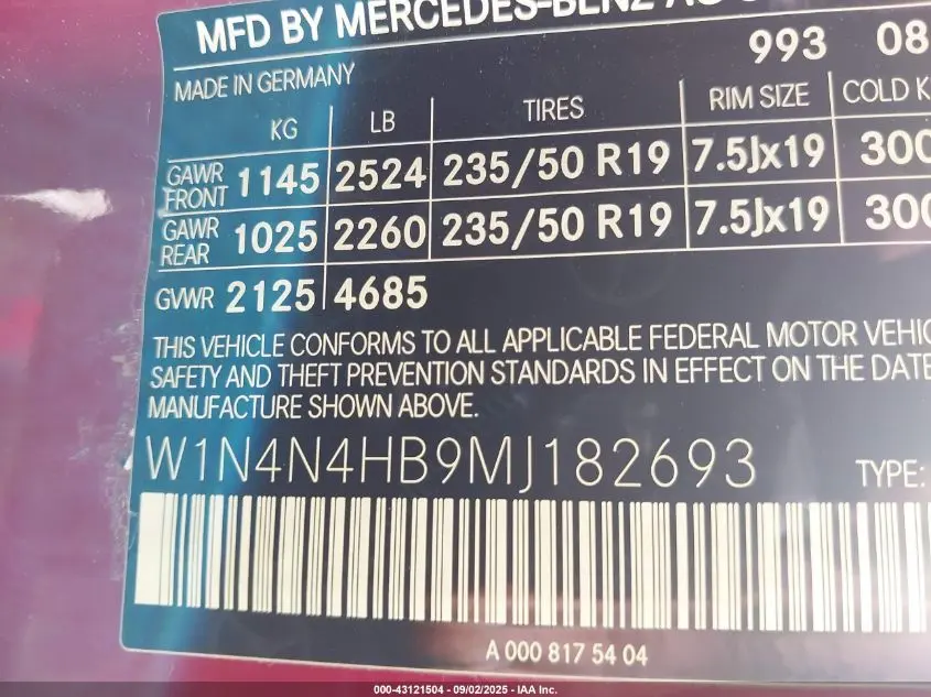 2021 MERCEDES-BENZ GLA 250 4MATIC