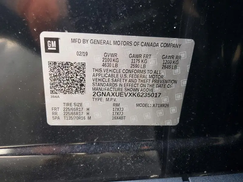 2019 CHEVROLET EQUINOX LT  