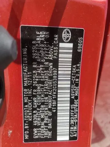 2012 TOYOTA CAMRY BASE  