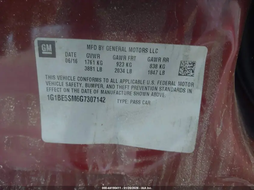 2016 CHEVROLET CRUZE LT AUTO