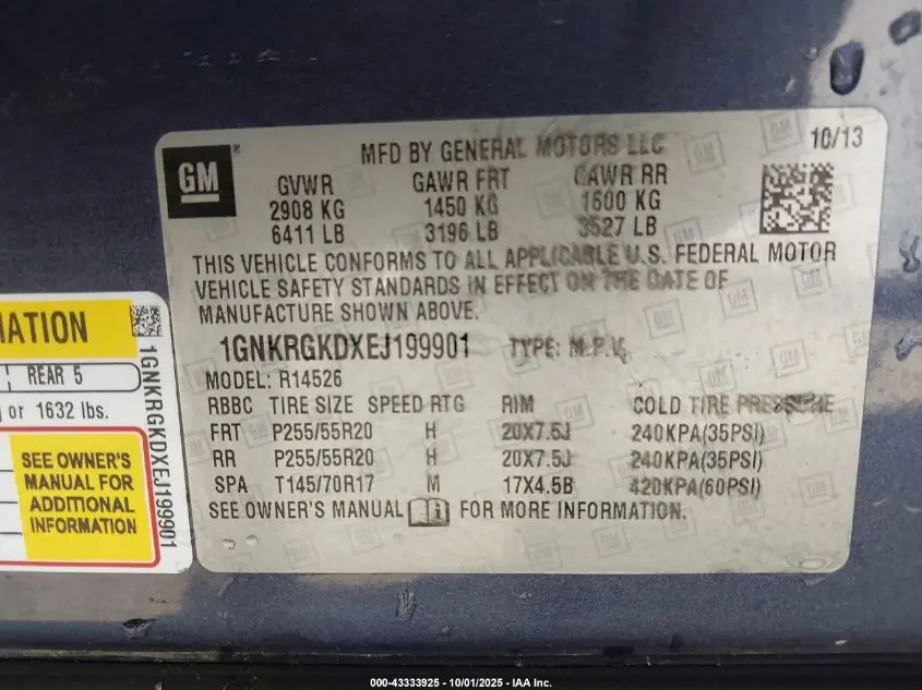 2014 CHEVROLET TRAVERSE 1LT