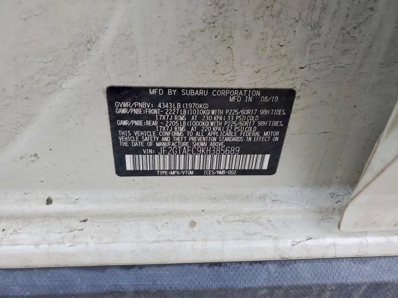 2019 SUBARU CROSSTREK PREMIUM  