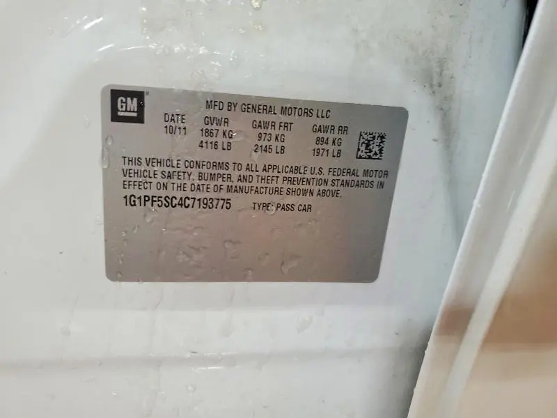 2012 CHEVROLET CRUZE LT  