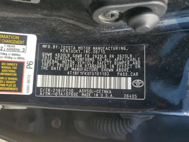 2015 TOYOTA CAMRY LE  