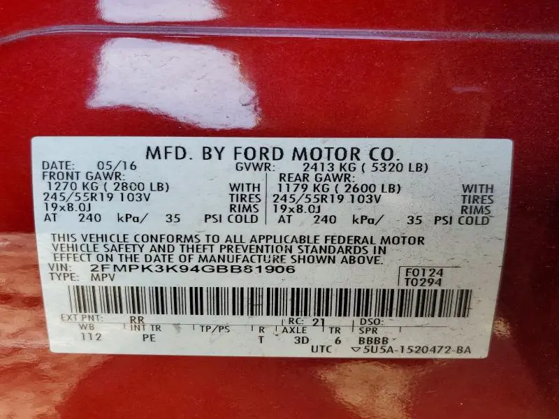2016 FORD EDGE   