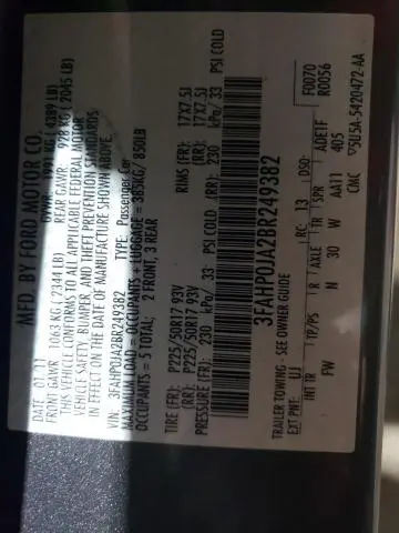 2011 FORD FUSION SEL  