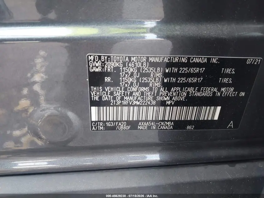 2021 TOYOTA RAV4 XLE