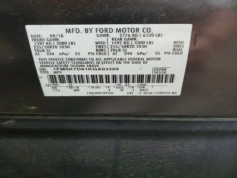 2019 FORD EXPLORER XLT  