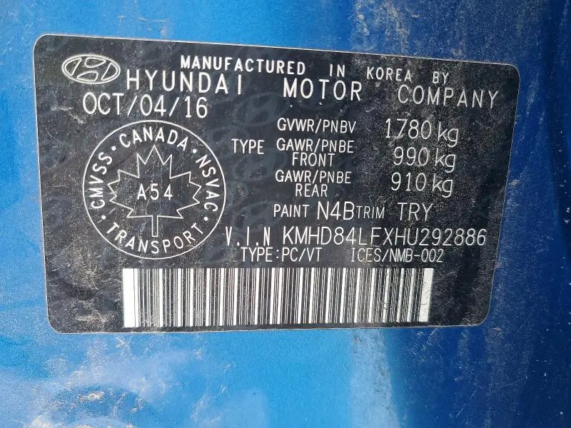 2017 HYUNDAI ELANTRA SE  